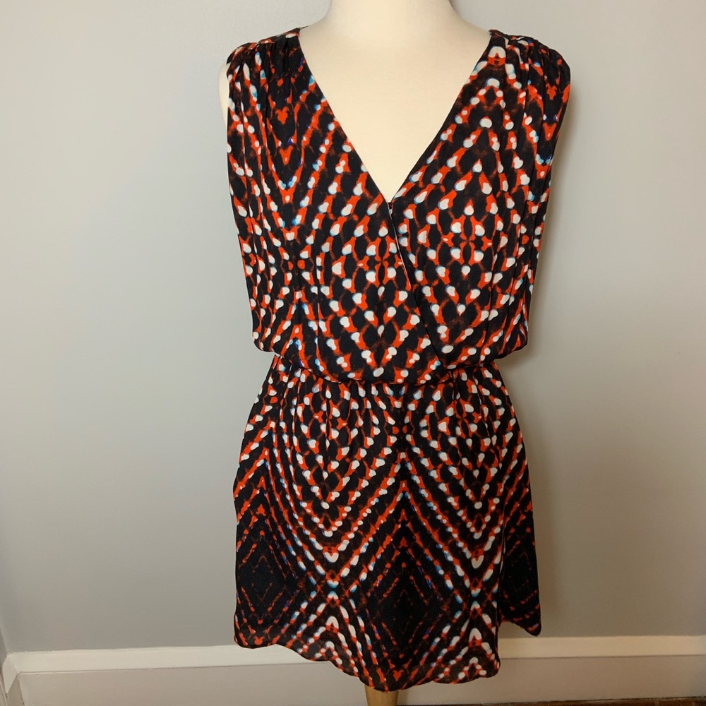 Parker silk pattern v-neck dress